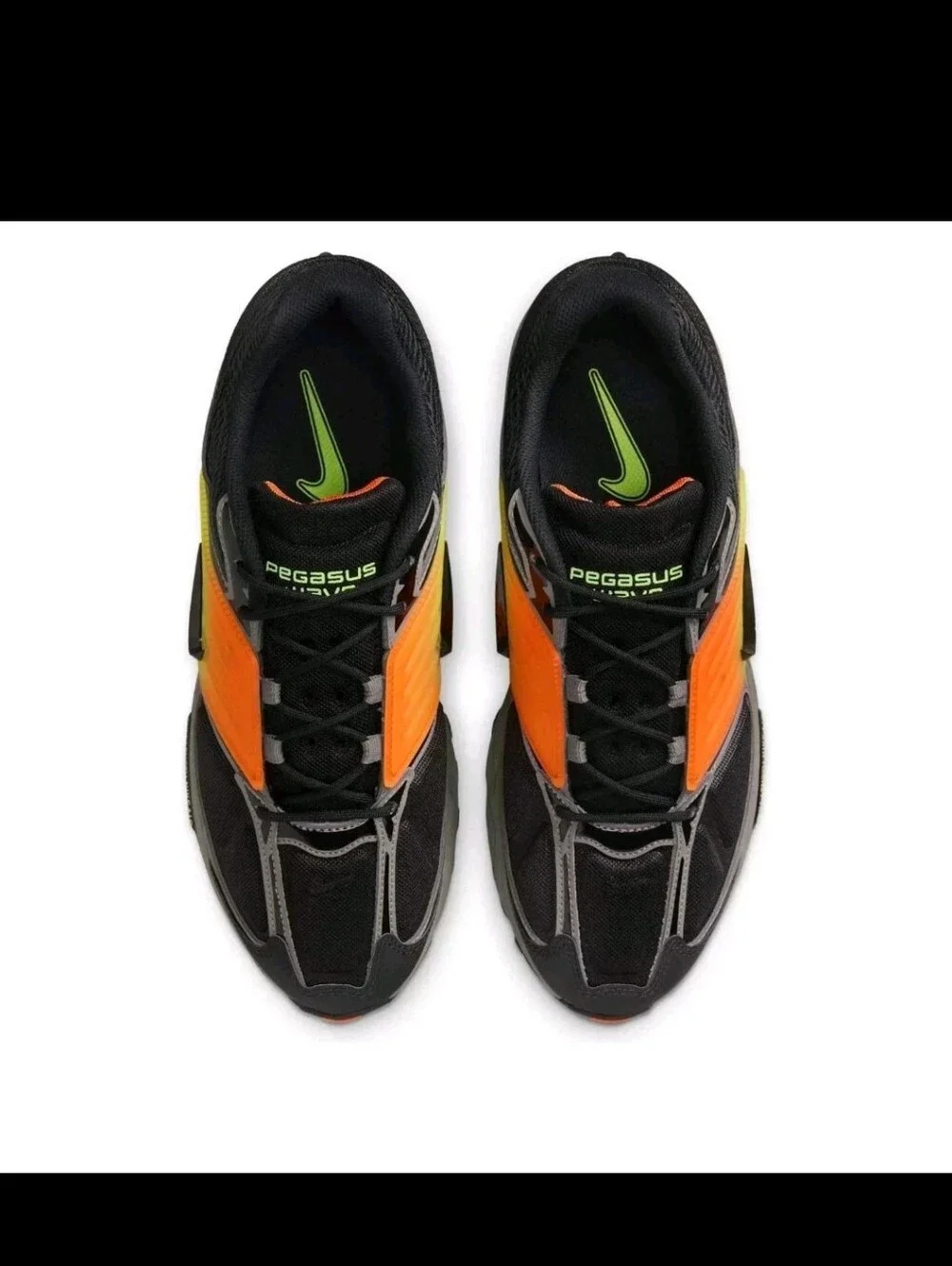 Nike FIRE! NWOB! Air Pegasus Wave Sneakers in Black Ironstone Safety Orange. 13.
